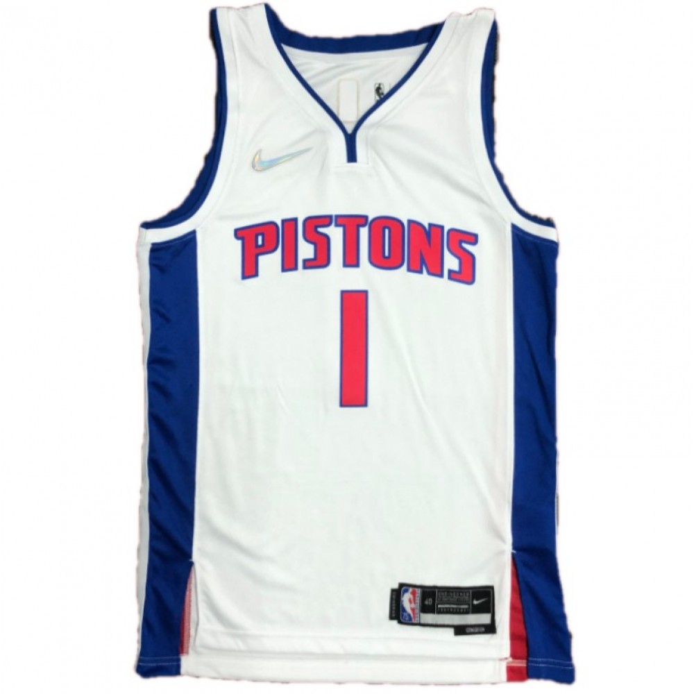 Men's Detroit Pistons Allen Iverson #1 White 2021/22 Swingman NBA Jersey - Icon Edition-Pro Kit Vault | Brand New 26/27 Sports Jerseys